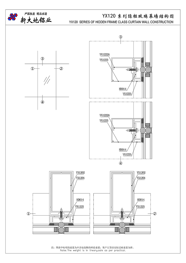 YX120系列隐框玻璃幕墙